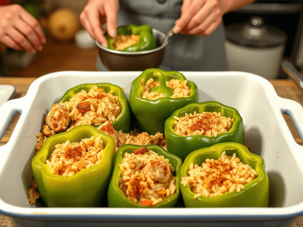  Golden Stuffed Peppers in the Oven