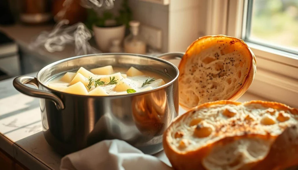 Potatoes and Onions Cooking in a Stockpot