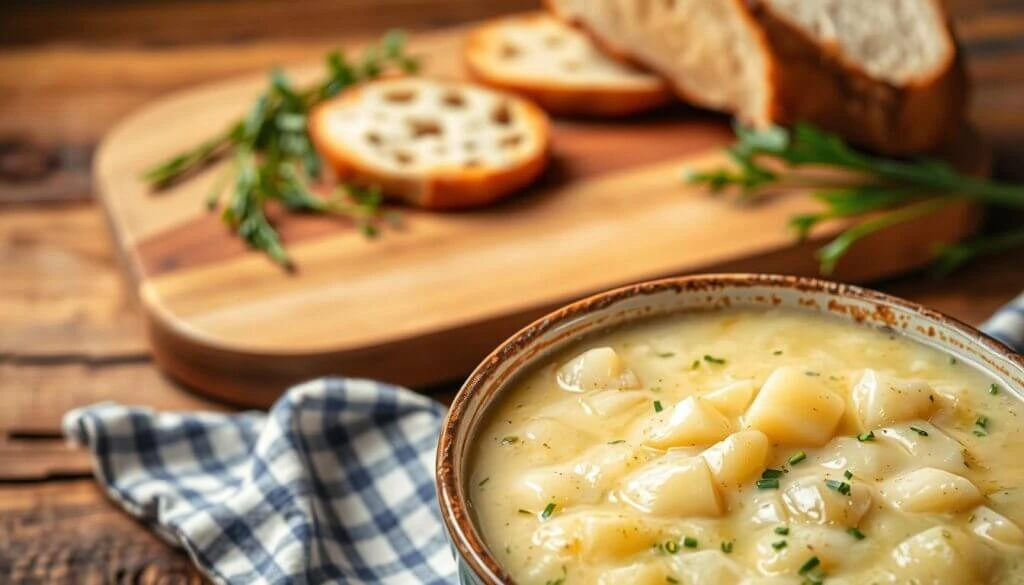 Hand Blending Potato Soup to a Smooth Consistency