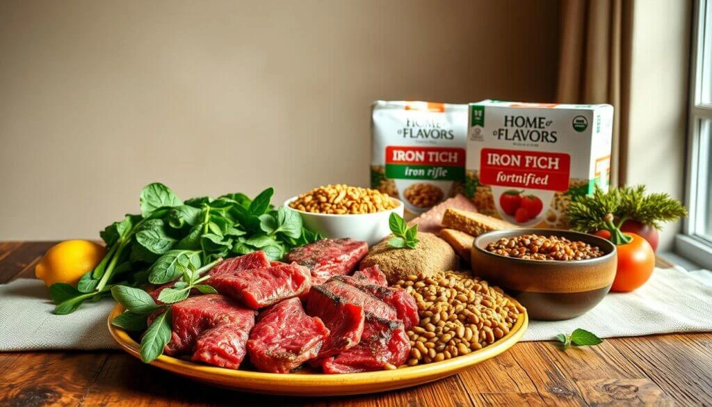 Spinach, Lentils, Red Meat, and Nuts as Iron Sources