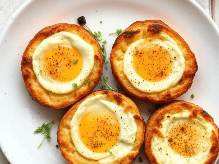 Baked Cottage Cheese Eggs Topped with Parsley and Red Pepper Flakes